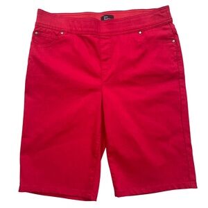 Kim Rogers Elastic Waist Red Bermuda Shorts Size 10